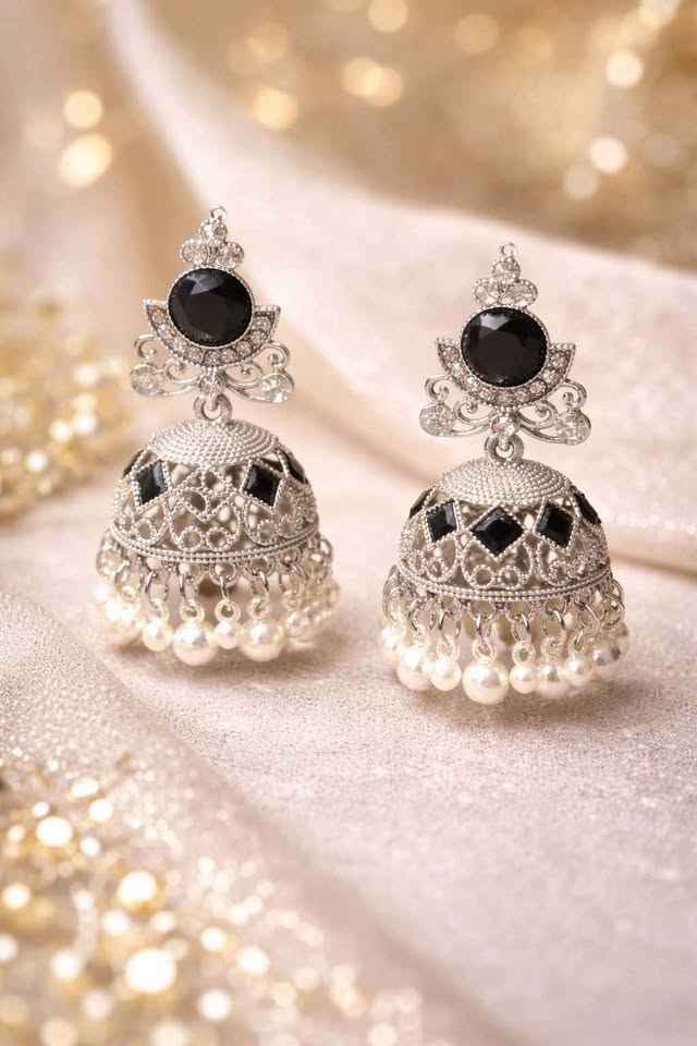 Noor-e-Siyah Antique silver jhumka earrings